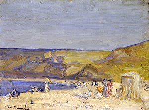 Runswick Bay (olie på panel)