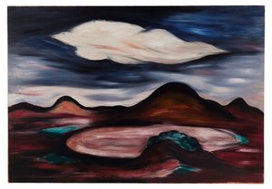 Landskab med enkelt sky af Marsden Hartley