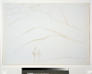 Bjerglandskab med to fyrretræer af Marsden Hartley