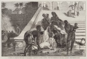 En scene ved en Ghaut på bredden af Ganges, fra udstillingen fra Royal Academy