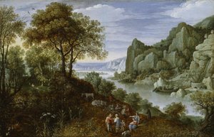 Flodlandskab med minedrift, 1620-29