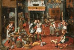 Køkken interiør, ca. 1565. af Marten van Cleve the Elder