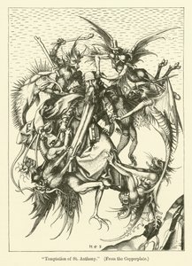 Sankt Anthonys fristelse (gravering) af Martin (after) Schongauer