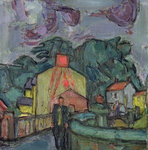 Welsh Village (olie på lærred) af Martin Bloch