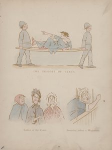 Side fra Cynicus Humors (farvet gravering)