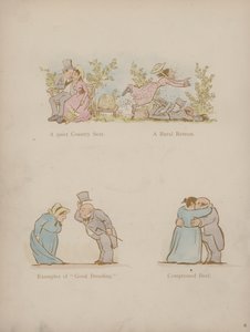Side fra Cynicus Humors (farvet gravering)