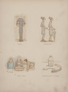 Side fra Cynicus Humors (farvet gravering)