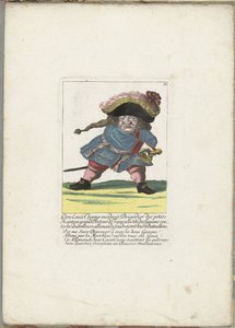 De Franse dwerg Don Luis Champ-merdant, ca. 1710 Don Luis Champ-merdant, brigadegeneral for de små mestre, storbredør i Frankrig, i spidsen for Gascons mod de tyske stridsmænd, der slår deres bataljoner ned (titel på objektet) Il Callotto genoplivet af Martin Engelbrecht (attributed to)