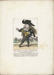Den spanske dwerg Don Guappos, ca. 1710 Don Guappos, fra blodet af Don Quixote, nutidens general for de franske spaniere (titel på objektet) Il Callotto resurcitato eller nyindrettet lille kabinet (serietitel) af Martin Engelbrecht (attributed to)