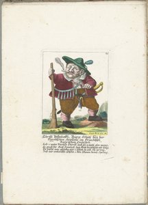 De dwerg Christl Vestnbalkh, ca. 1710 Christl Vestnbalkh, Bürg Schütz nær den tyrolske stenfælde i det franske Bayrian-indbrud (titel på objektet) Il Callotto resurcitato eller nyindrettet lille kabinet (serietitel) af Martin Engelbrecht (attributed to)