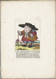 De dwerg Crispin Skarnitz, ca. 1710 Ehrnveste og Hochweiße Herr Crispin, Skarnitz arveherre auff Pfeffermühl, ridder af braitten huth (titel på objekt) Il Callotto resurcitato eller nyindrettet lille kabinet (serietitel)