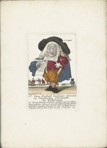 De dwerg Lucas Hirnzwik as een advocaat, ca. 1710 dr Lucas Hirnzwik, berømt advokat i Schwabisk Schnekenfeld, om kantareller (titel på objekt) Il Callotto resurcitato eller nyindrettet lille kabinet (serietitel)