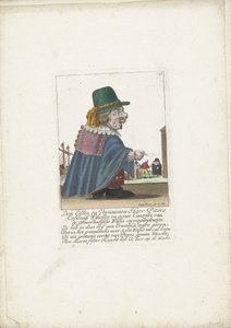 Dværgpitterne Kahlmüß Wisseller som hvalfanger, ca. 1710 Den Edlen og Vornaemen Heer Piters Kahlmüß Wisseller og Groot Canzeler fra Greenlandische Walfis correspondenzien (titel på objektet) Il Callotto resurcitato oder Neu eingerichts Zwerchen C af Martin Engelbrecht (attributed to)