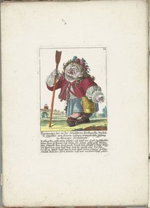 De dwerg Ploriander som hyrde, ca. 1710 Ploriander, hyrden forelsket i hyrdinden Ruffanella, bryder ud i gråd ved sin egen rørende sang (titel på objekt) Il Callotto resurcitato eller nyindrettet lille kabinet (serie af Martin Engelbrecht (attributed to)