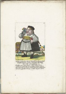 Dwerg Ursula Schleglin, ca. 1710 Ursula Schleglin, Maijr Mensch im Herren hoff zu Bluntzingen, som nu har afsonet sit afkaldsår (titel på objekt) Il Callotto resurcitato eller nyindrettet lille kabinet (serietitel) af Martin Engelbrecht (attributed to)