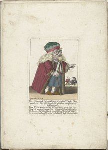 Dwerg Vincentz Zipperling i een bontjas, ca. 1710 Herr Vincentz Zipperling, Raths ældste slægtning i Hirschau, i sin behagelige slappe frakke (titel på objektet) Il Callotto resurcitato eller nyindrettet lille kabinet (serietitel)