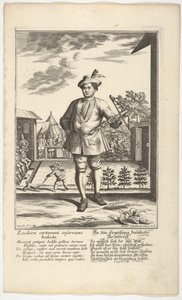 Mand holder en armbrøst. af Martin Engelbrecht