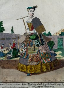 Producent af farvet papir, gravering fra Assemblage des nouveau manouvries habilles Martin Engelbrecht (1684-1756), Tyskland