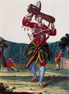 Producent af fløjter, gravering fra Assemblage des nouveau manouvries habilles af Martin Engelbrecht (1684-1756), Tyskland af Martin Engelbrecht