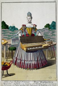 Orgelmagerkone, gravering fra Assemblage des nouveau manouvries habilles af Martin Engelbrecht (1684-1756), Tyskland af Martin Engelbrecht