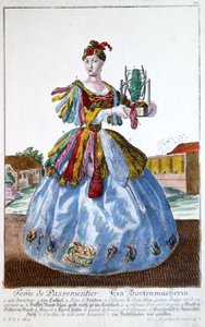 The Wife of a Soft Furnisher, ca. 1735 (farvegravering) af Martin Engelbrecht