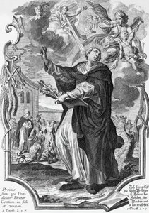 Vincent Ferrer (1350-1419), spansk dominikaner, gravering af Martin Engelbrecht (1684-1756) af Martin Engelbrecht