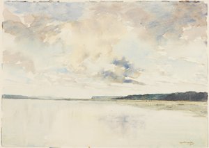 Munden af Seinen (blyant og akvarel på papir) af Martin Hardie