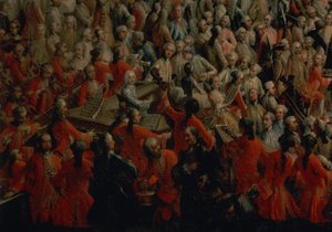 Hofbanket i det store forkammer i Hofburg-slottet, Wien (detalje af 66716) af Martin II Mytens or Meytens