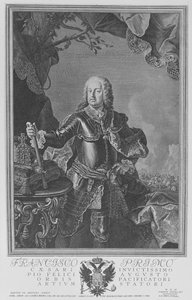 Frans I, den hellige romerske kejser, graveret af Philipp Andreas Kilian af Martin II Mytens or Meytens