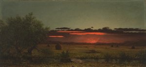Enge i New Jersey ved solnedgang af Martin Johnson Heade