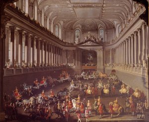 Karrusel af den spanske manege i Wien for at fejre det franske nederlag i Prag i 1763, Marie Therese fra Østrig (1717-1780) er repræsenteret på den hvide hest Maleri af Martin Meytens skole (1695-1770) 1700-tallets Wien. Kunsthistorisk Mus
