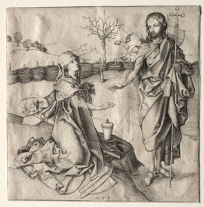 Kristus viser sig for Magdalene. af Martin Schongauer