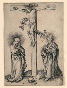Kristus på korset med Maria og Johannes af Martin Schongauer