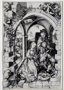 Nativite-tegning af Martin Schongauer (1450-1491) Paris fra det 15. århundrede. af Martin Schongauer