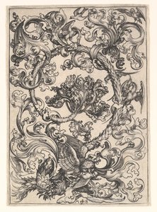 Ornament med ugle hånet af dagfugle, ca. 1435-1491. af Martin Schongauer
