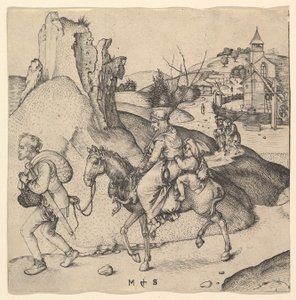 Bondefamilie på vej på marked, ca. 1435-1491. af Martin Schongauer