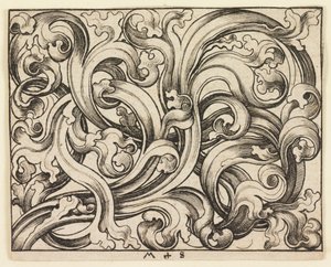 Vandret fyld på en lys baggrund (vandret ornament) af Martin Schongauer