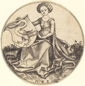 Skjold med Svane, Holdt af Kvinde af Martin Schongauer