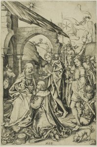 Magiernes tilbedelse, fra Kristi liv af Martin Schongauer