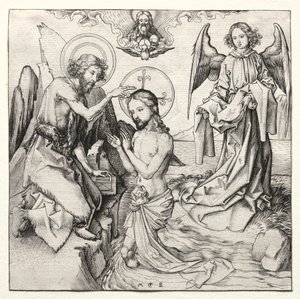 Kristi dåb i Jordan, ca. 1480-90. af Martin Schongauer
