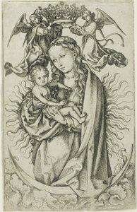 Madonnaen på Halvmånen kronet af to engle af Martin Schongauer