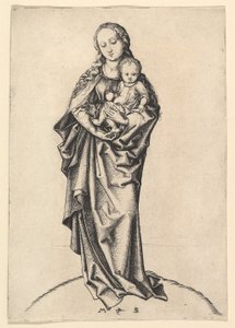 Jomfru og barn med et æble, ca. 1475. af Martin Schongauer