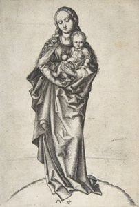 Jomfru og barn med et æble, ca. 1475., ca. 1475. af Martin Schongauer