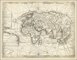Kort fra 1513 - Orbis Typus Universalis Iuxta Hydrographorum Traditionem af Martin Waldseemuller