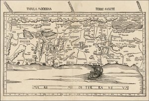 Kort over Palæstina fra 1513 af Martin Waldseemüller