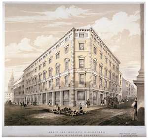 Mrs J&R Morleys varehuse, hjørnet af Wood Street og Gresham Street, London, c1840. af Martin and Hood