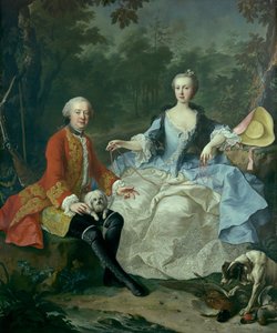Grev Giacomo Durazzo 1717-1794 i skikkelse af en jæger med sin kone..., sandsynligvis i begyndelsen af 1760
