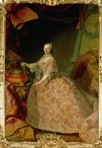 Kejserinde Maria Theresia i en kappe af Bruxelles-kniplinger, en gave fra Flanderns godser ... (olie på lærred)