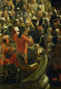 Mozart som dreng i musikerlogen under den ceremonielle aftensmad (olie på lærred)