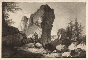 Bjerglandskab med et klippefremspring